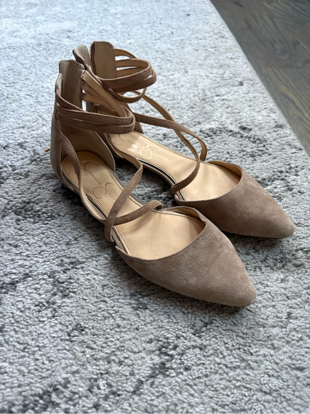 Jessica Simpson Pointed Toe Flats - Taupe suede